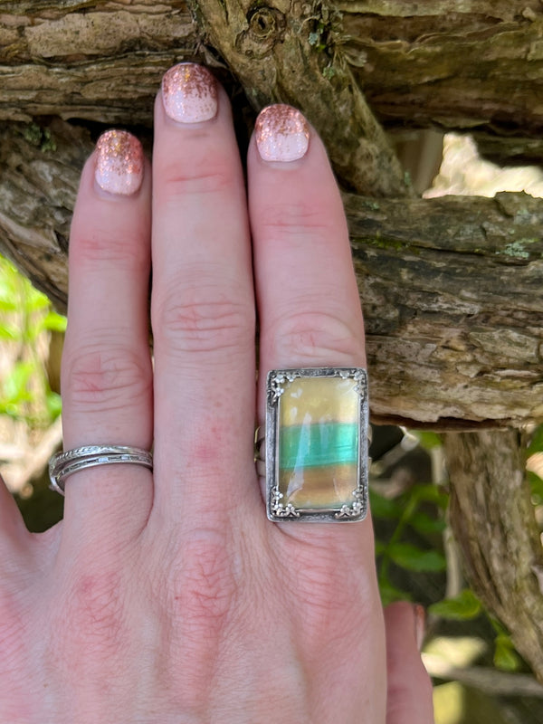 Banded Fluorite Statement Ring