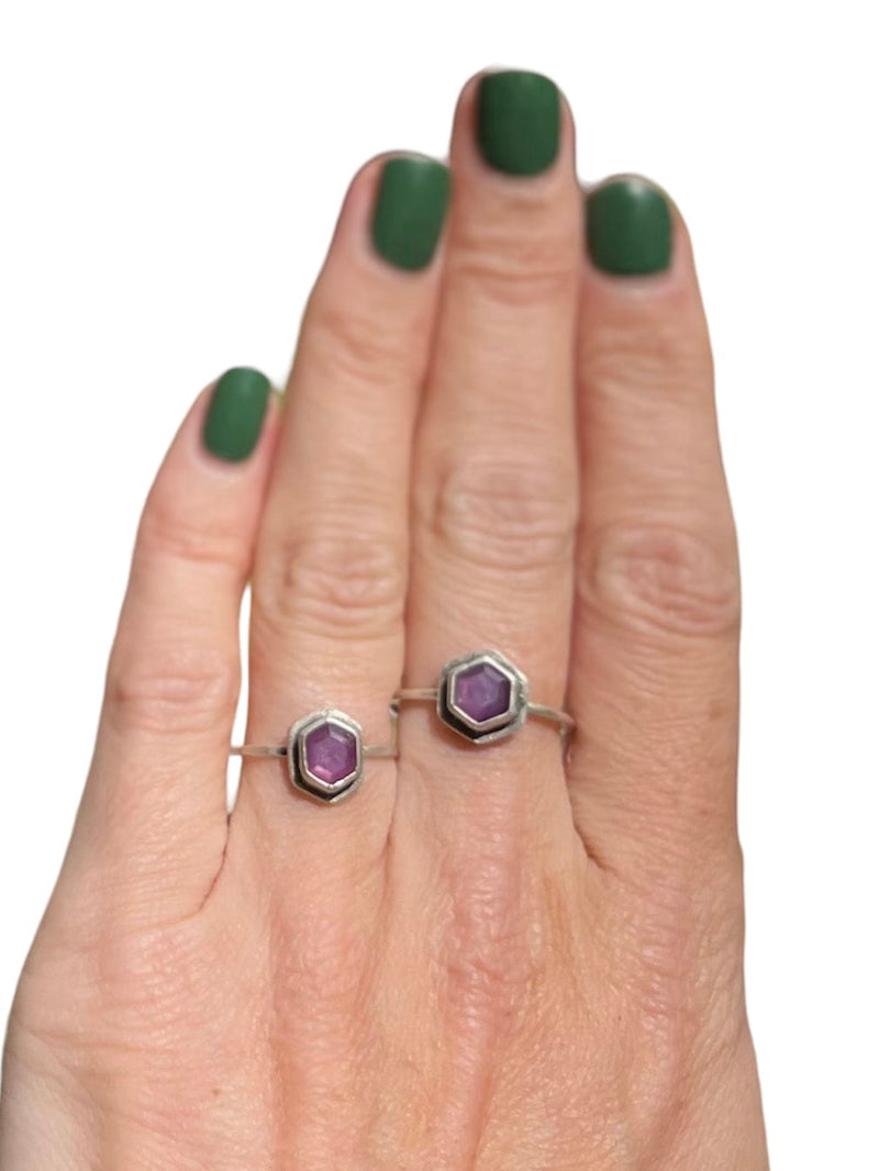 Purple Sapphire Hexagon Stacking Ring 2