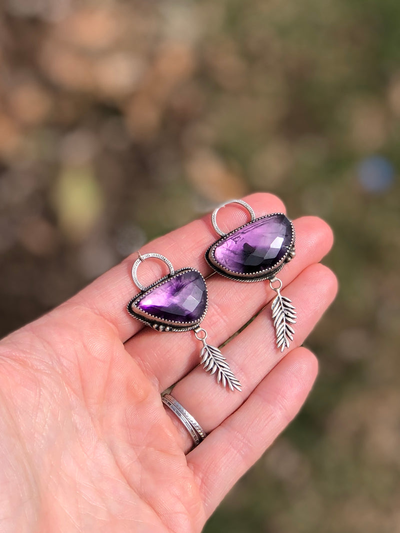 Atomic Amethyst And Fern Statement Earrings