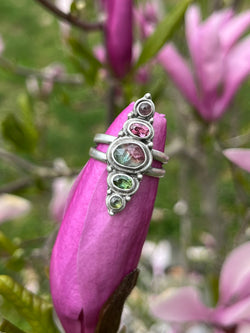 Watermelon Tourmaline Ombre Ring