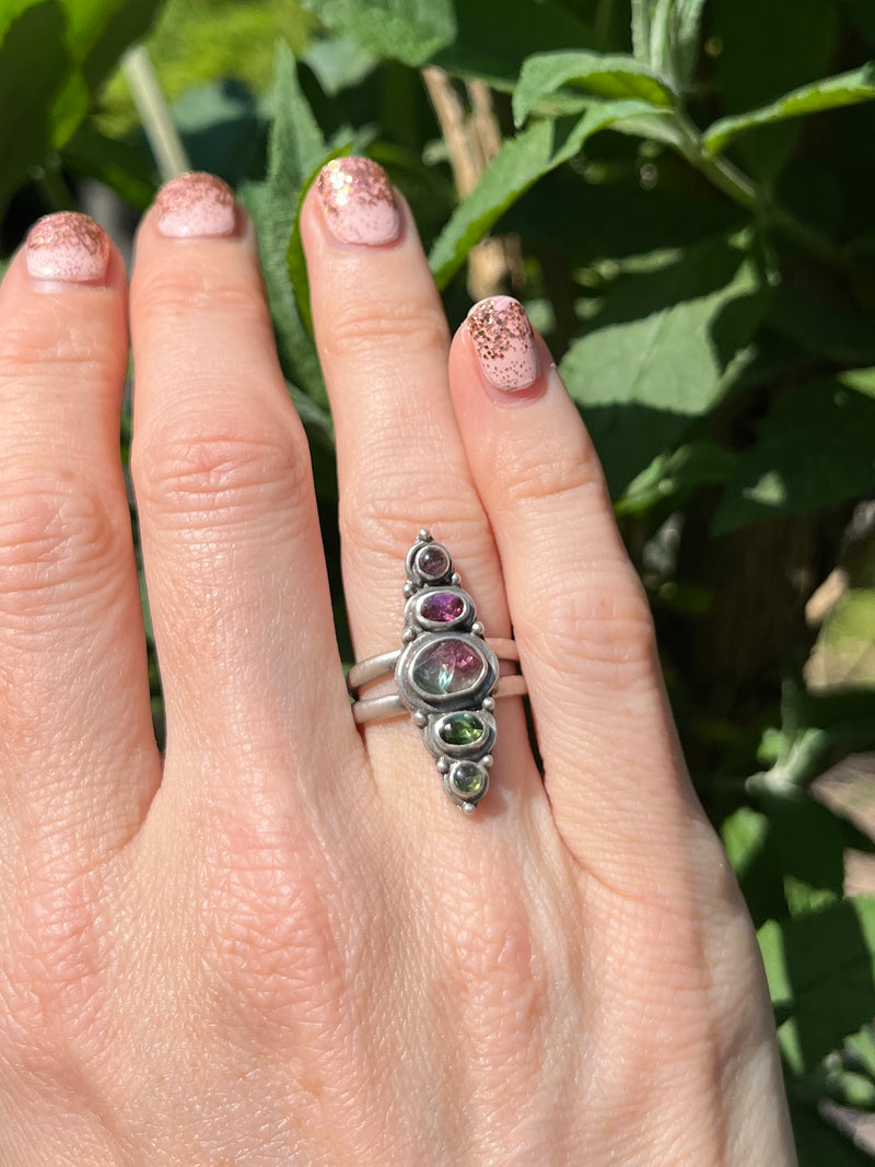 Watermelon Tourmaline Ombre Ring