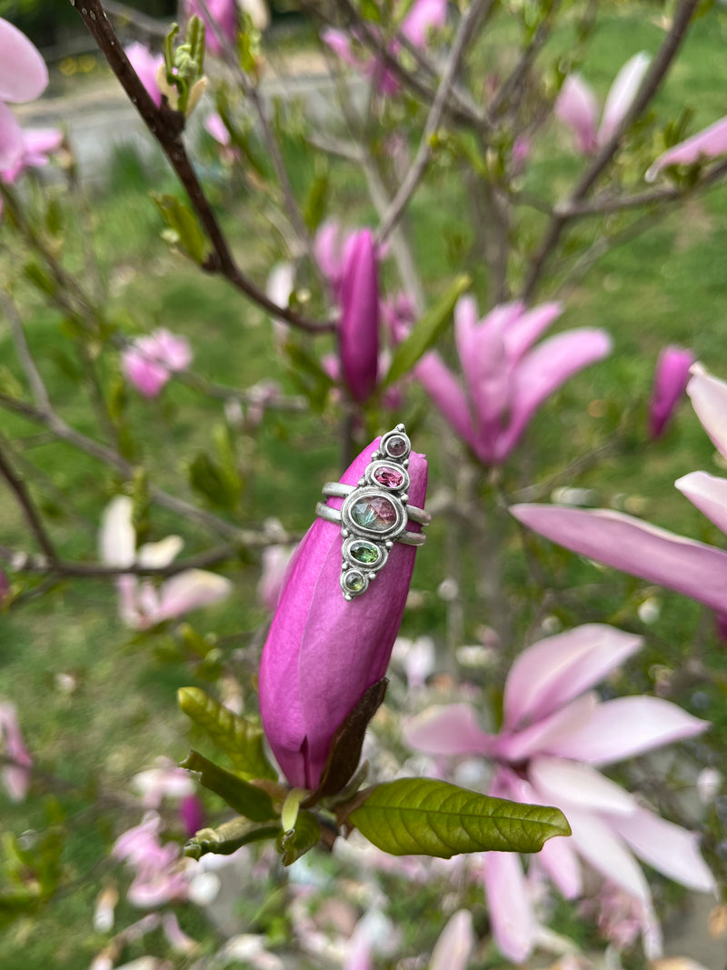 Watermelon Tourmaline Ombre Ring