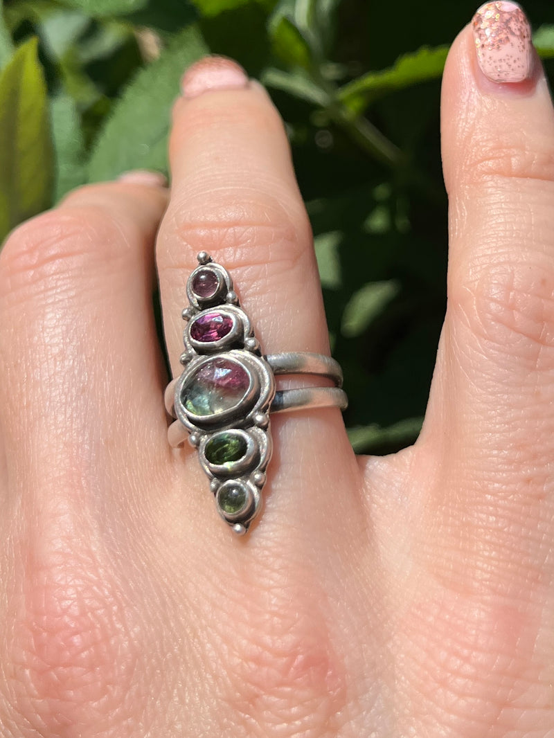 Watermelon Tourmaline Ombre Ring