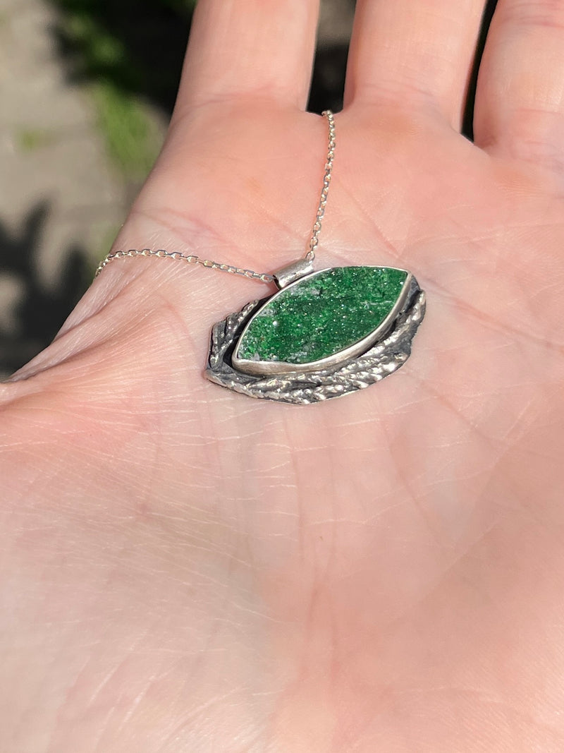 Green Garnet Marquise Necklace with Branches