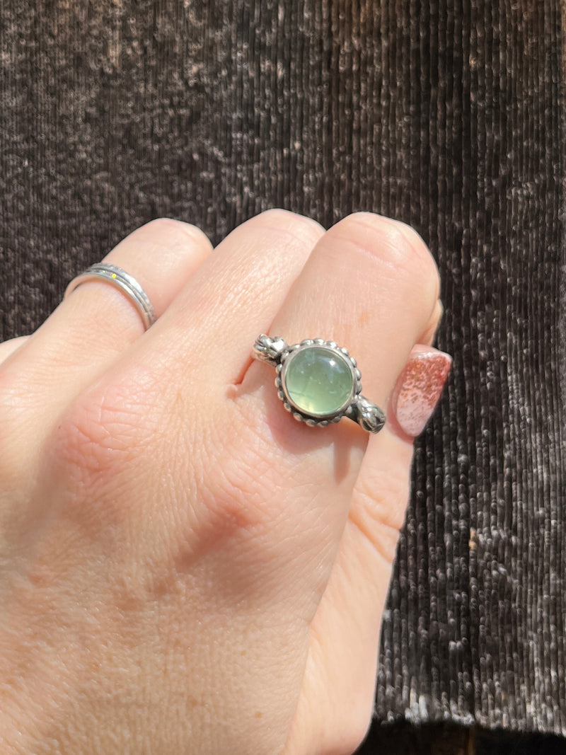 Prehnite Succulent Ring with Fancy Band