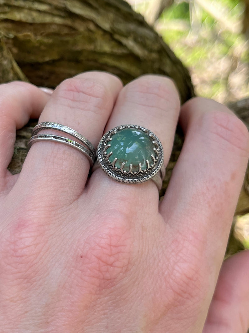 Aquaprase Ring With Fancy Prongs