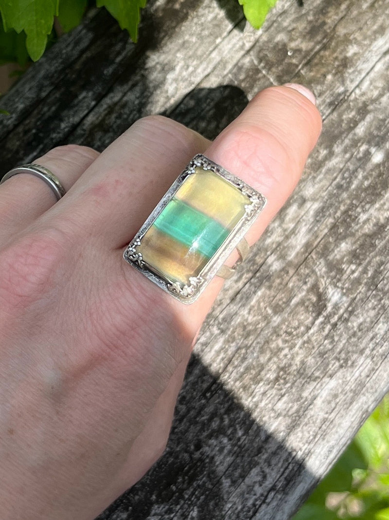 Banded Fluorite Statement Ring