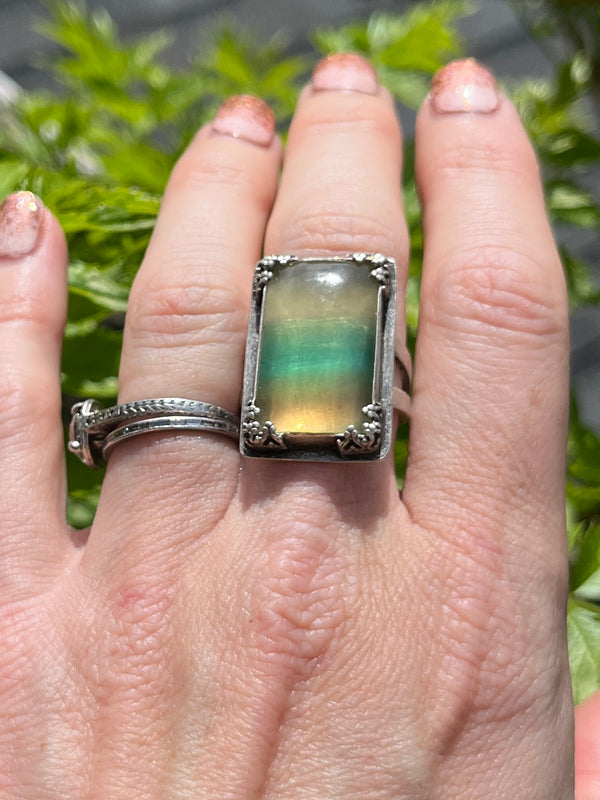 Banded Fluorite Statement Ring