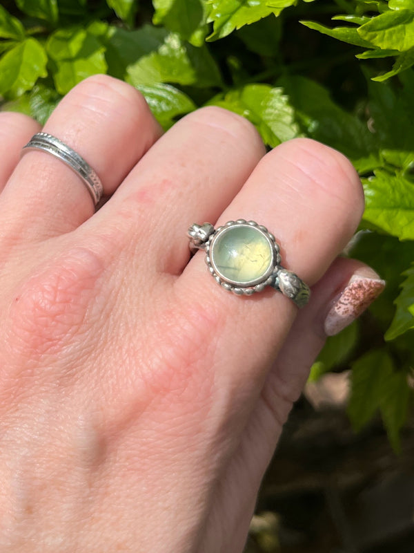 Prehnite Succulent Ring with Fancy Band