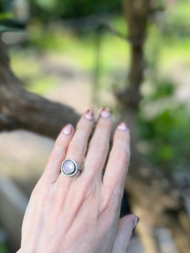 Morganite Reservoir Ring with Floral Band