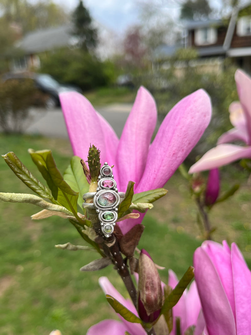 Watermelon Tourmaline Ombre Ring