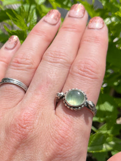 Prehnite Succulent Ring with Fancy Band