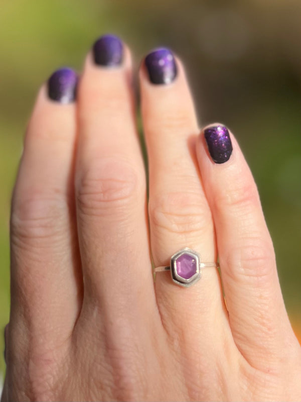 Purple Sapphire Hexagon Stacking Ring 1