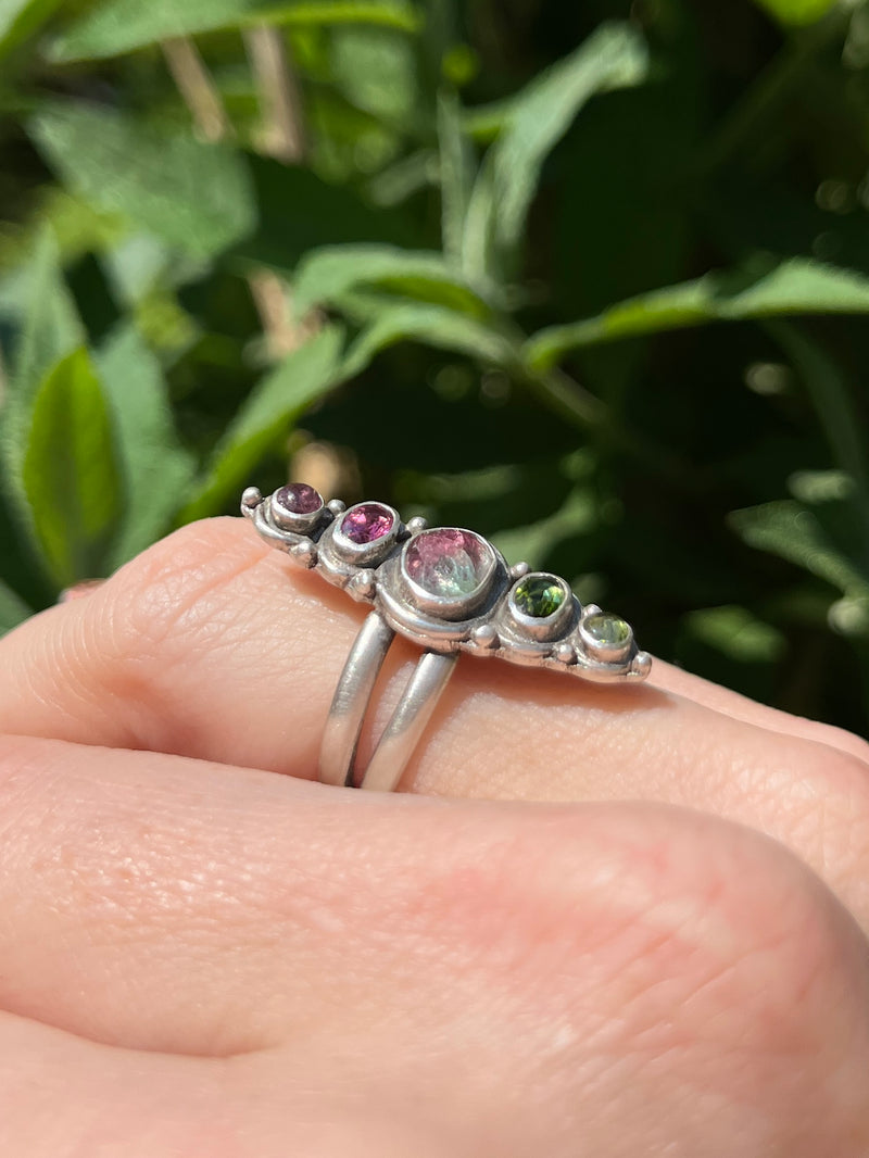 Watermelon Tourmaline Ombre Ring