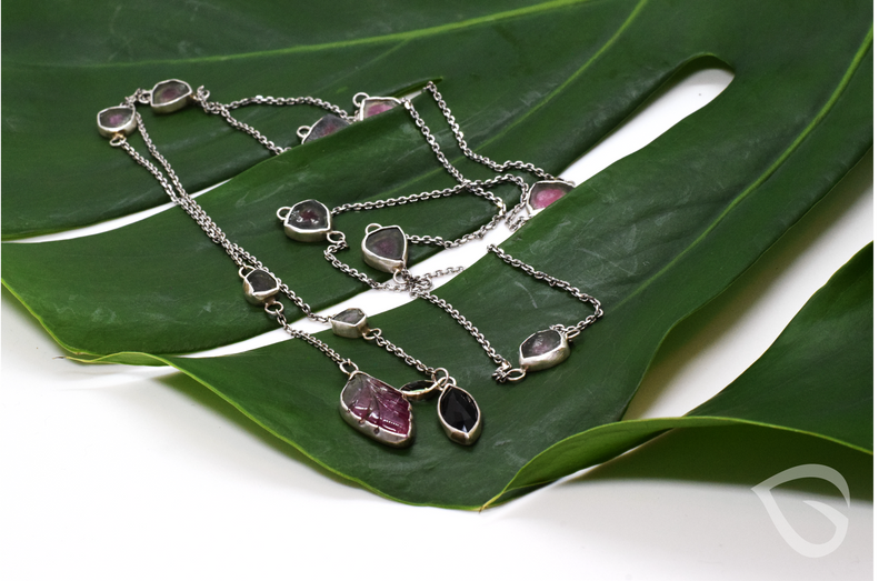 PlantingSeed™ Sterling Silver and Watermelon Tourmaline Corn Lariat
