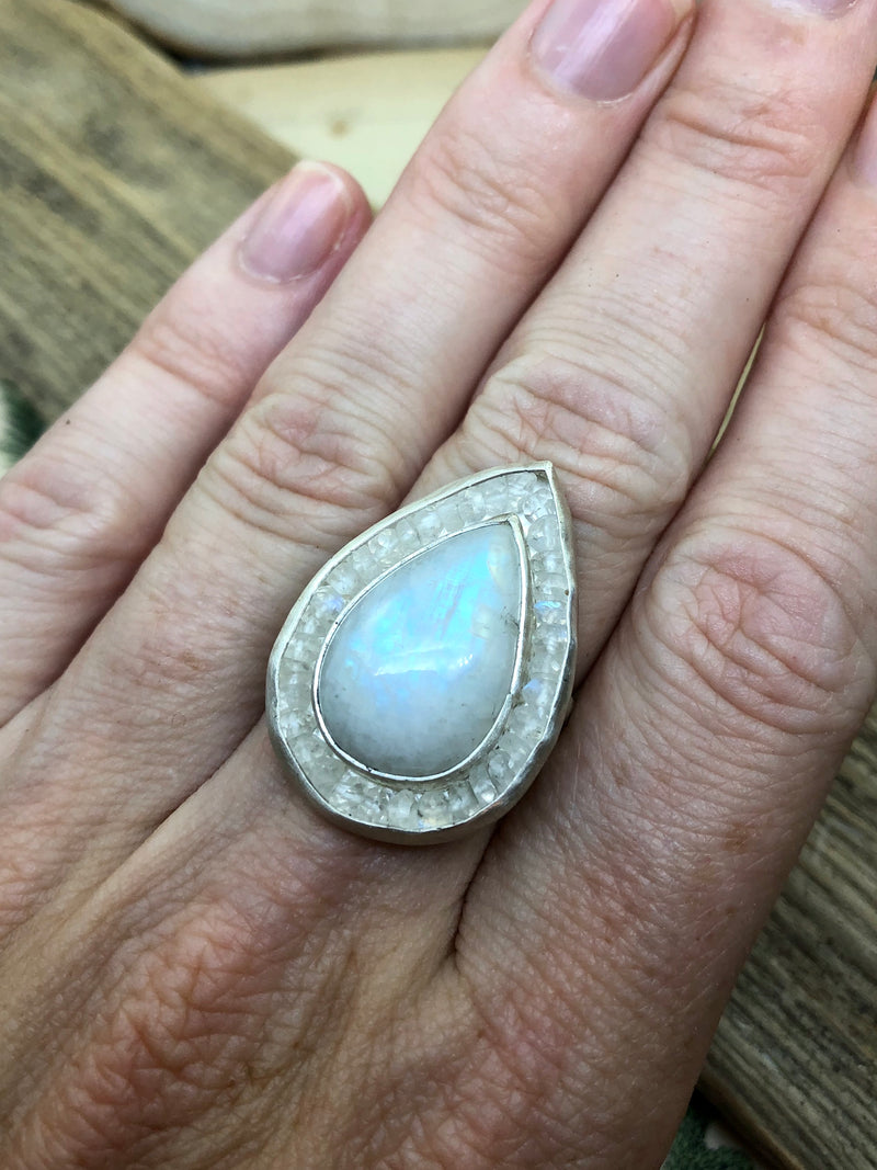 Double Moonstone Aurora Ring