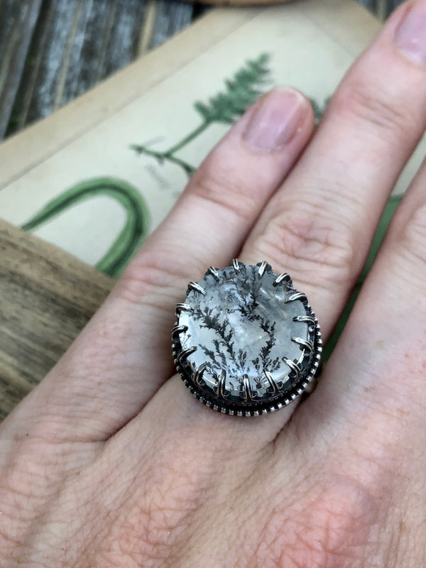 Framed Forest Crystal Ball Ring