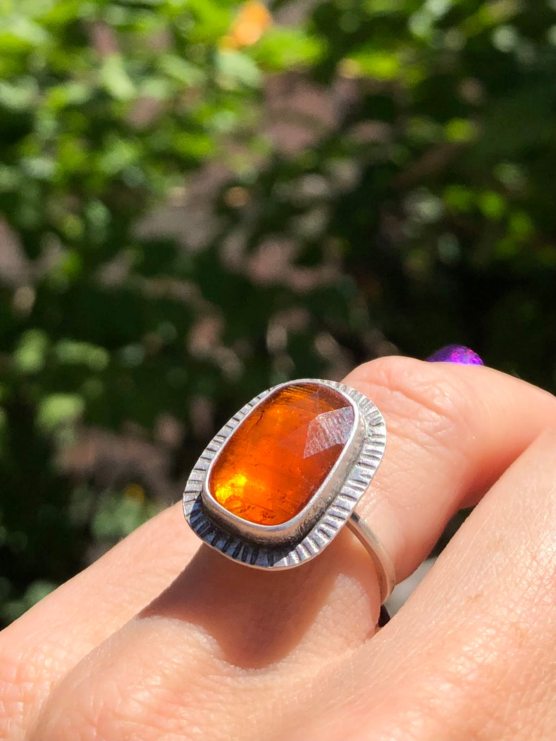 Orange Kyanite Freeform Sunburst Ring