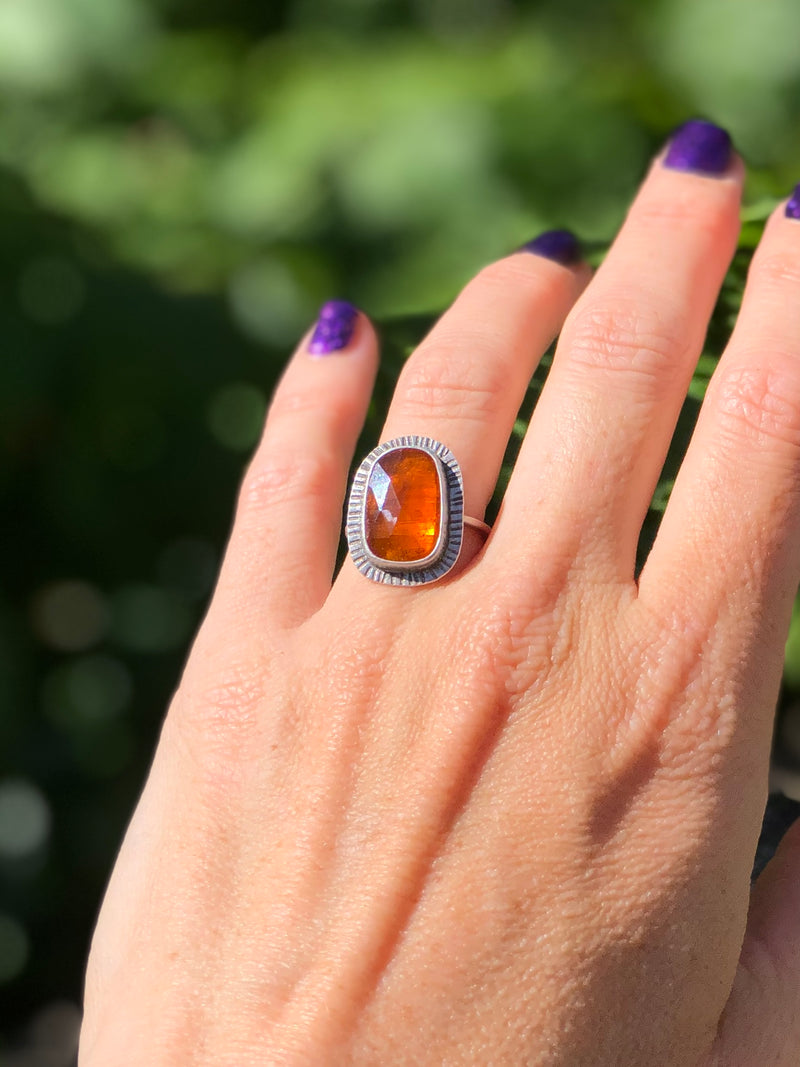 Orange Kyanite Freeform Sunburst Ring