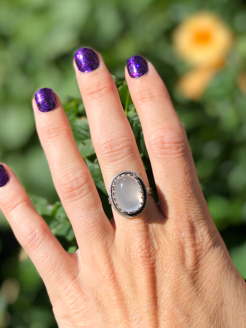 Oval Rainbow Moonstone Ring in Sterling Silver | Jewelsmith