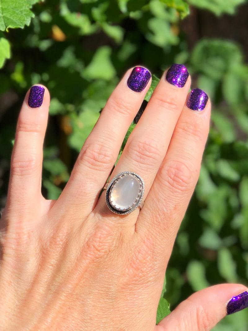 Oval Selenite Moonstone Ring