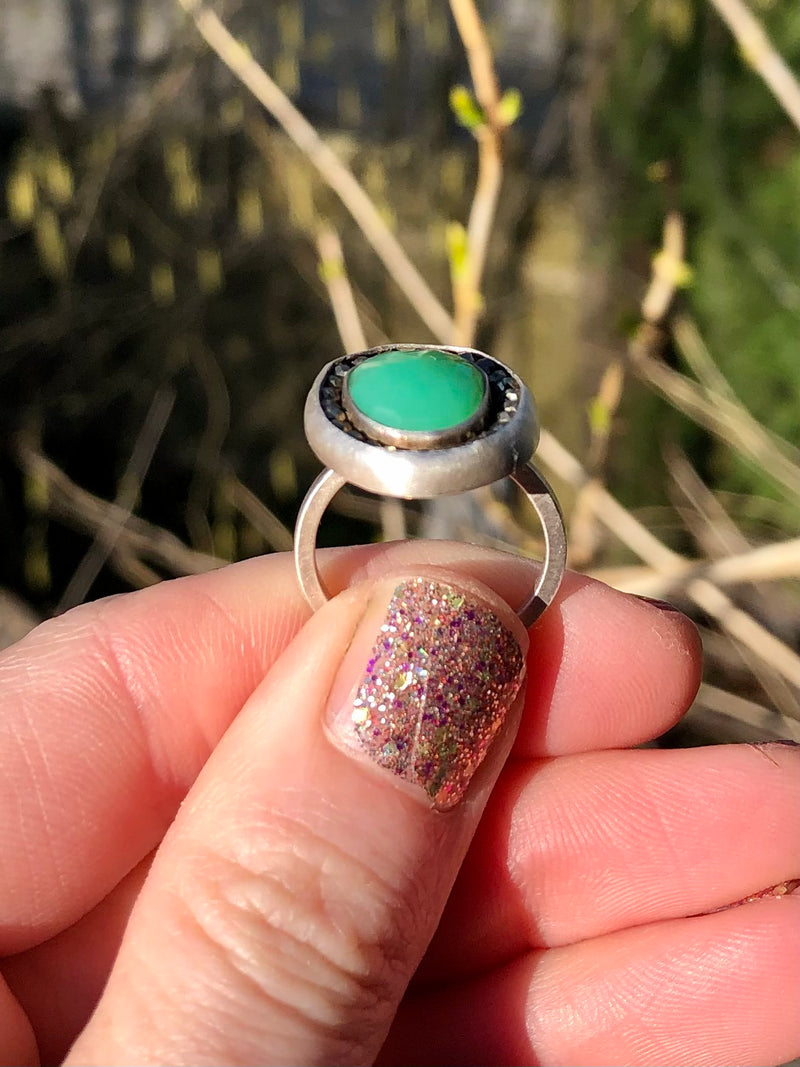 Green Sparkle Aurora Ring