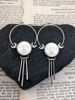 Carved Moon Face Hoops