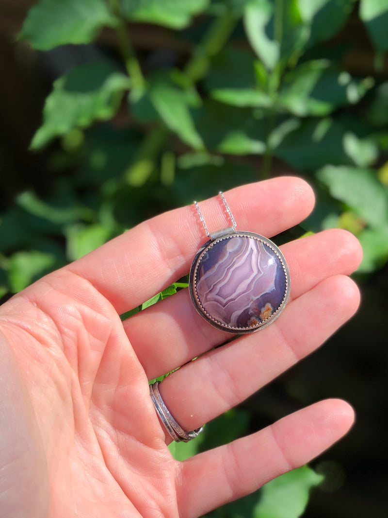 Purple Passion Agate Round Necklace
