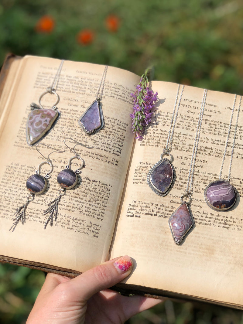 Purple Passion Earrings With Juniper Twigs