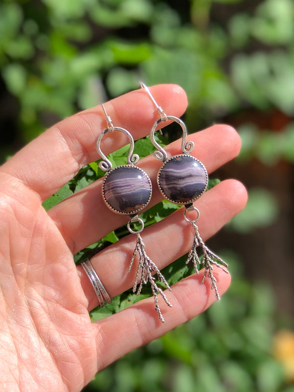 Purple Passion Earrings With Juniper Twigs