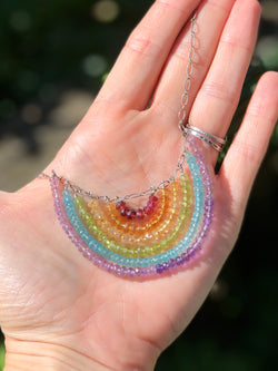 Rainbow Rondelle Gem Necklace