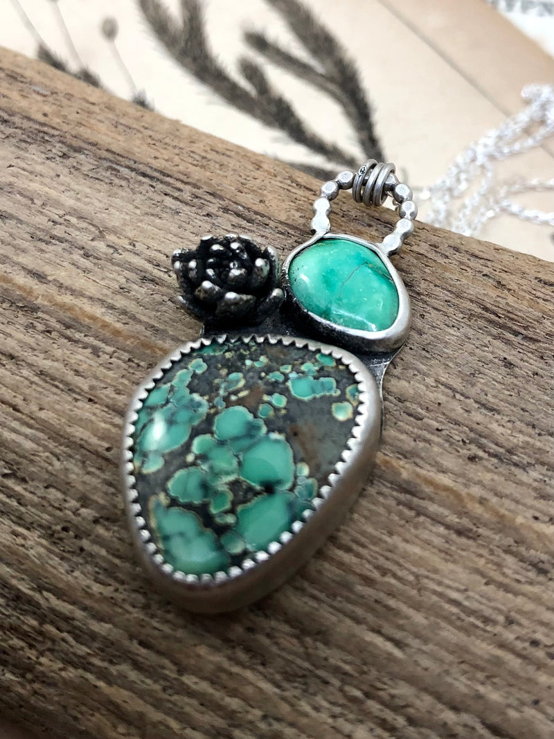 Star Fox & Emerald Valley Turquoise Necklace With Succulent