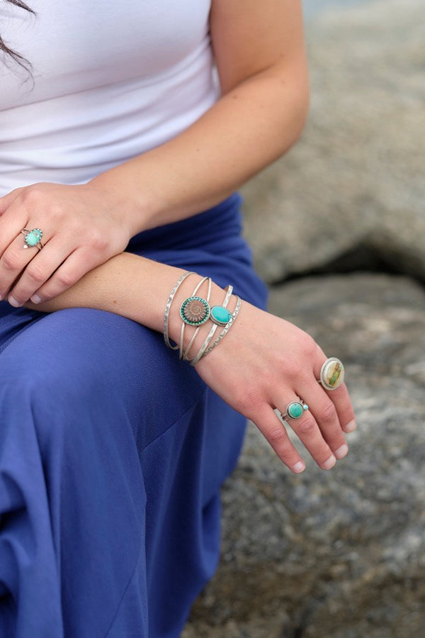 Ammonite And Turquoise Aurora Cuff Bracelet