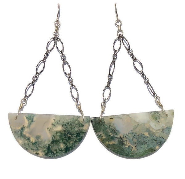 Mossy Half Moon Earrings