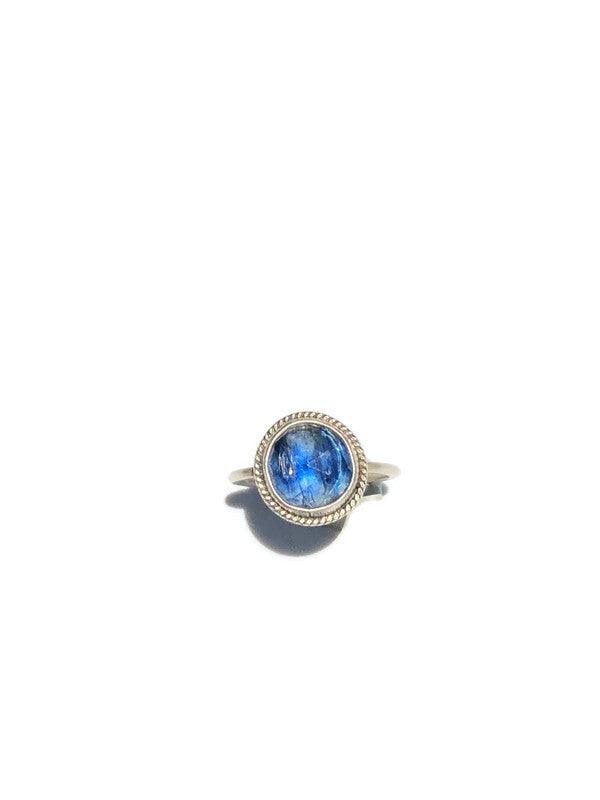 Round Faceted Blue Kyanite Ring