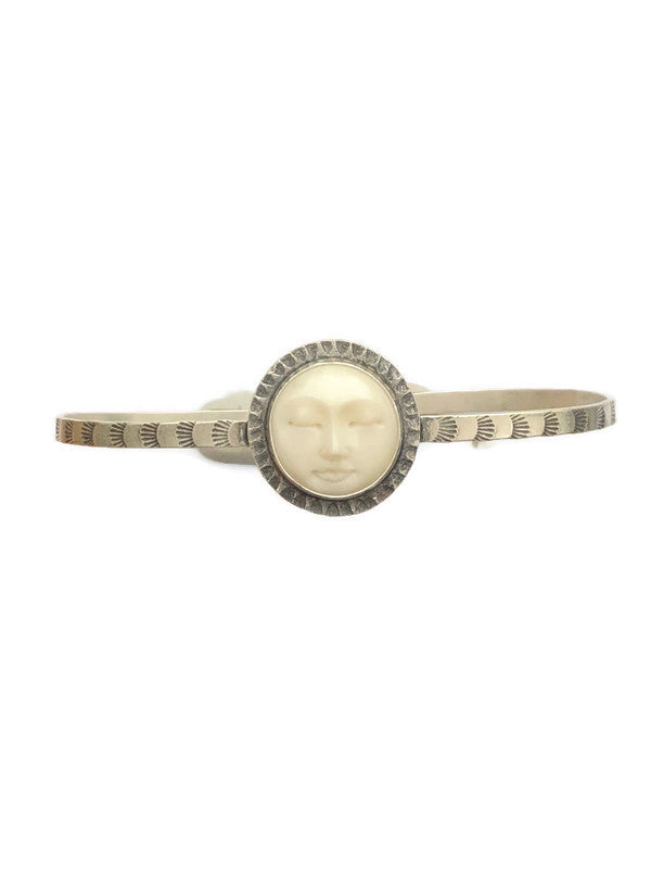 Carved Moon Face Cuff Bracelet