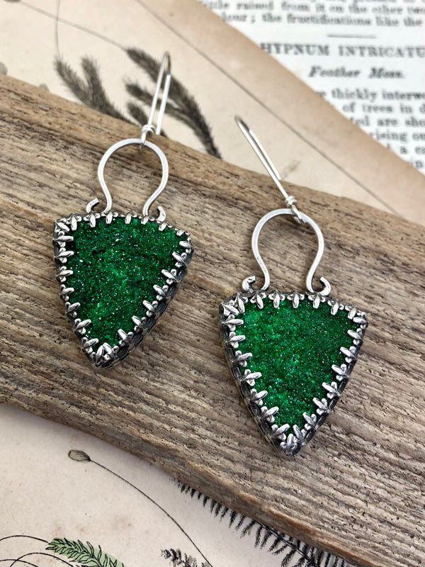 Green Garnet Druzy Earrings