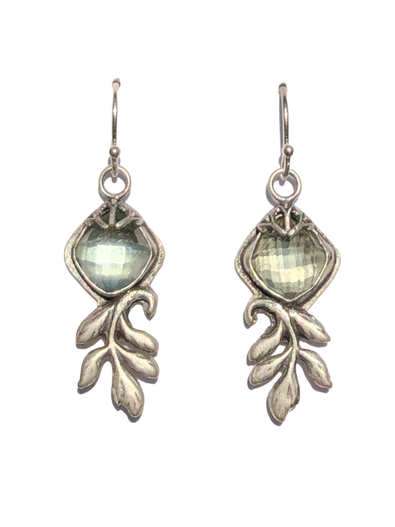 Green amethyst botanical earrings