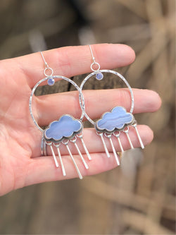 Blue Lace Agate and Tanzanite Cloud Hoops