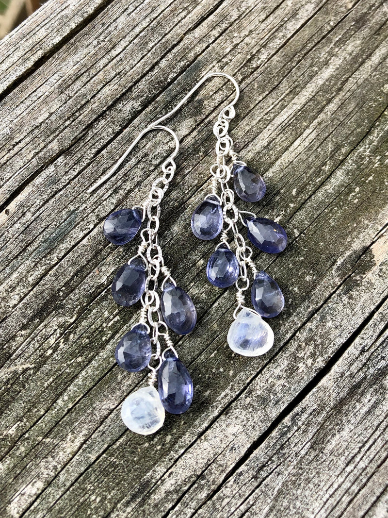 Blue And Moon Cascade Earrings