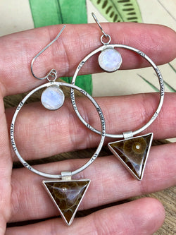 Moon And Fossil Hoops