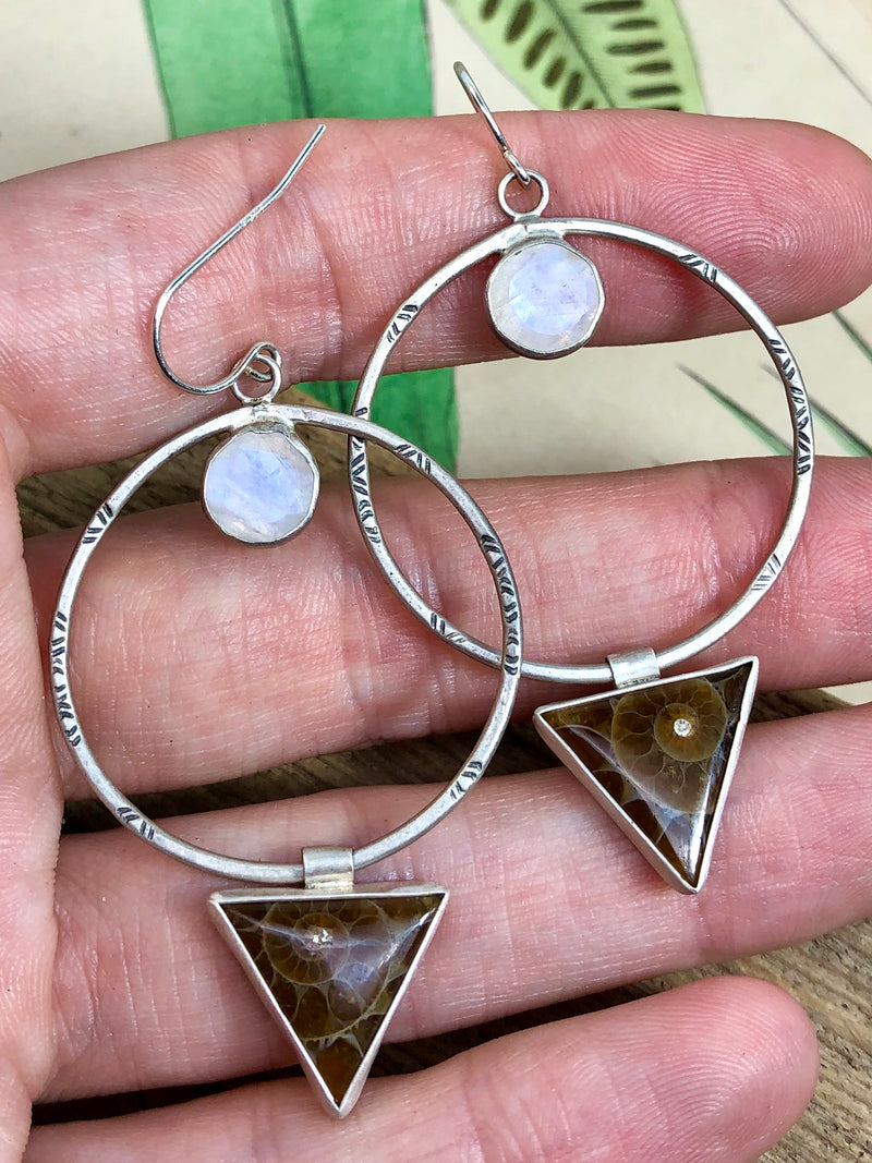 Moon And Fossil Hoops