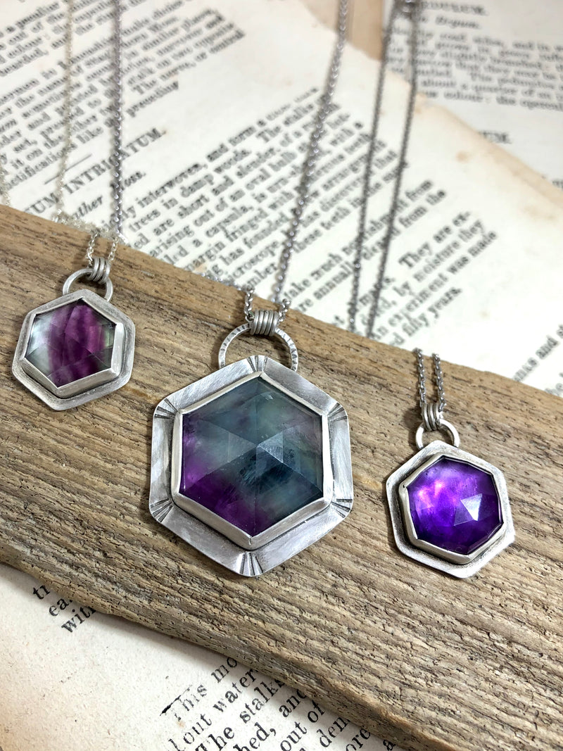 Large Fluorite Hex Necklace