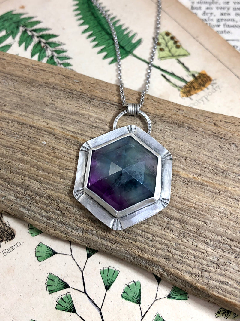 Large Fluorite Hex Necklace