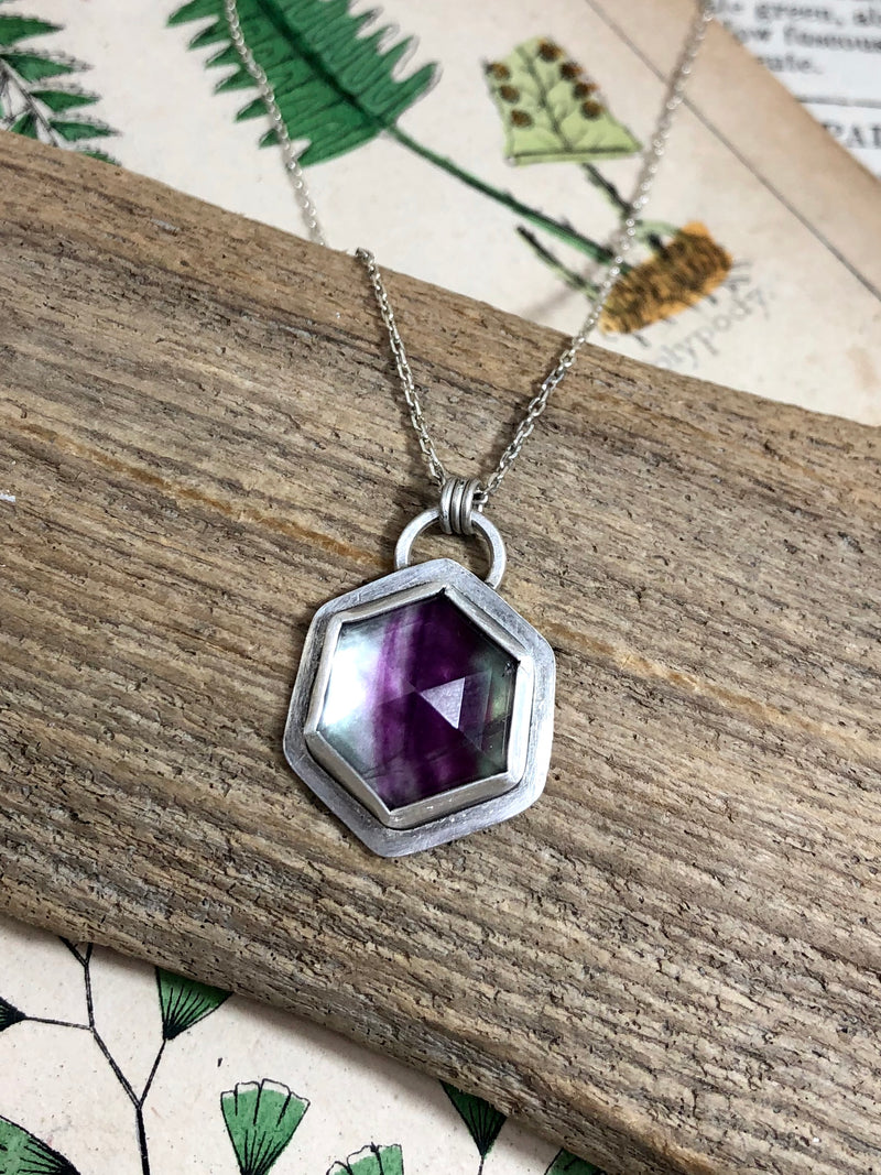Small Fluorite Hex Necklace