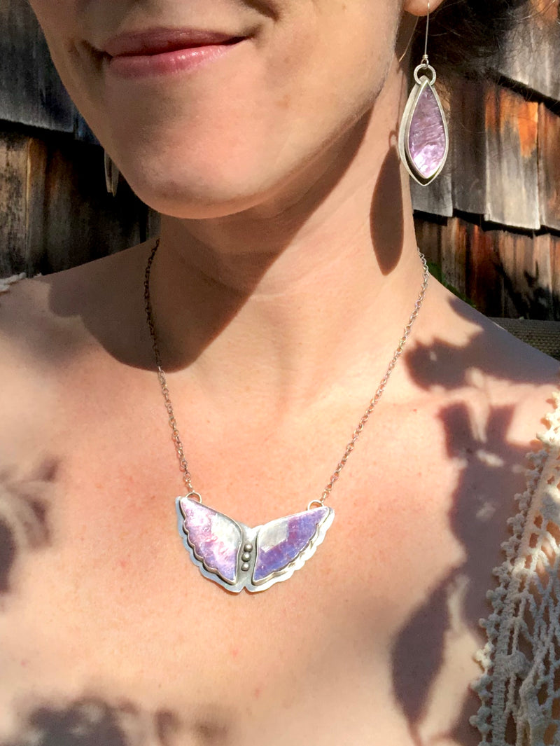Lepidolite Butterfly Necklace
