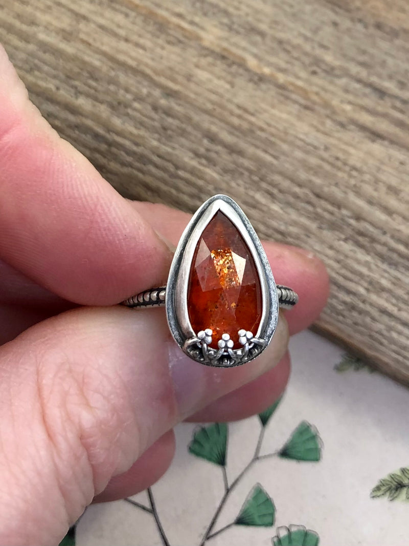 Orange Kyanite Crown Ring