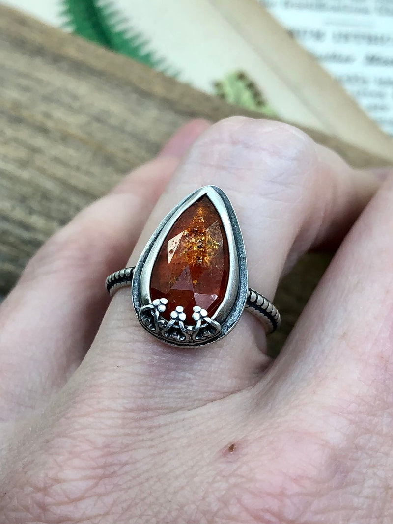 Orange Kyanite Crown Ring