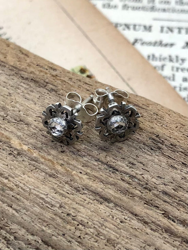 Snowflake Studs With White Topaz