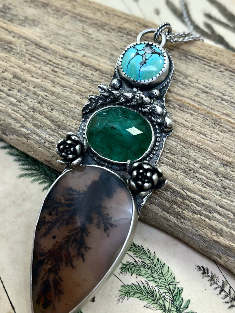 Turquoise & Trees Totem Necklace